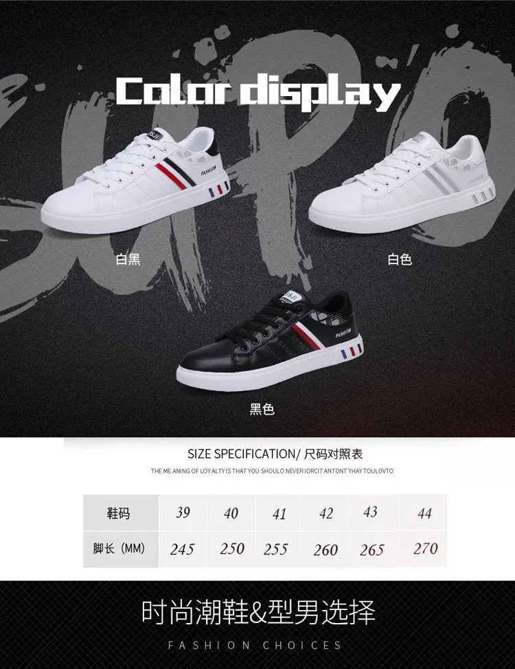 Men's Casual Sneakers Skateboarding Shoes PU Flats Shoes Students Outdoor Sneakers Street Shoes Lace Walking Shoes Plus Size 48