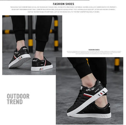 Men's Casual Sneakers Skateboarding Shoes PU Flats Shoes Students Outdoor Sneakers Street Shoes Lace Walking Shoes Plus Size 48