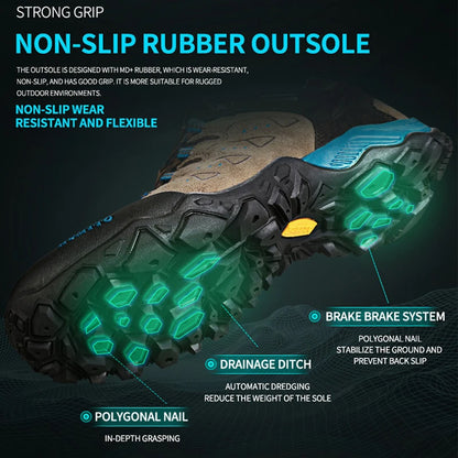 HUMTTO Nouvelles chaussures de randonnée pour homme : baskets d'extérieur imperméables pour homme et femme, en cuir, pour la marche, l'escalade, le trekking et le sport ; bottes pour homme et femme