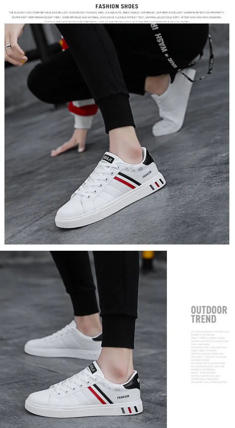 Men's Casual Sneakers Skateboarding Shoes PU Flats Shoes Students Outdoor Sneakers Street Shoes Lace Walking Shoes Plus Size 48
