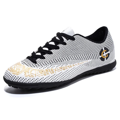 WaterMonkey Adults Men's Football Shoes Long Spike Soccer Shoes Outdoor Lawn AG Cleats Low Top Training Soccer Sneakers