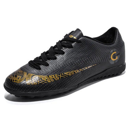 WaterMonkey Adults Men's Football Shoes Long Spike Soccer Shoes Outdoor Lawn AG Cleats Low Top Training Soccer Sneakers
