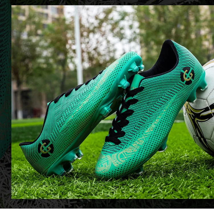 WaterMonkey Adults Men's Football Shoes Long Spike Soccer Shoes Outdoor Lawn AG Cleats Low Top Training Soccer Sneakers
