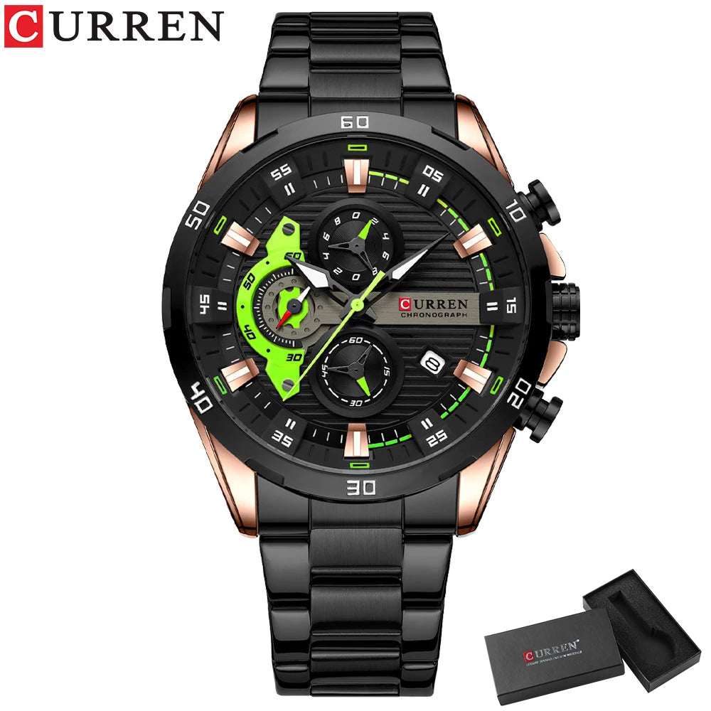 CURREN Men Watch Top Brand Luxury Sports Quartz Mens Watches Full Steel Waterproof Chronograph Wristwatch Men Relogio Masculino