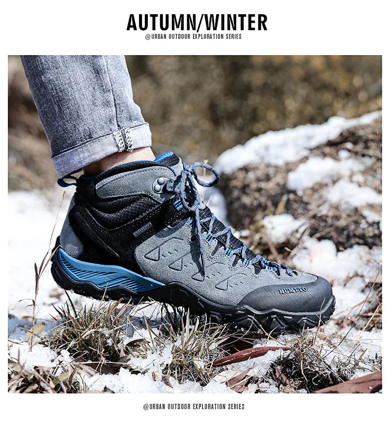 HUMTTO Nouvelles chaussures de randonnée pour homme : baskets d'extérieur imperméables pour homme et femme, en cuir, pour la marche, l'escalade, le trekking et le sport ; bottes pour homme et femme