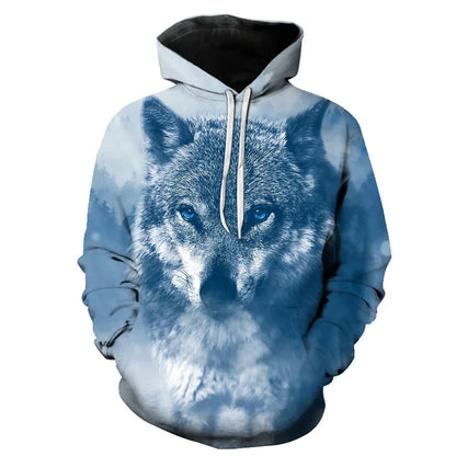 Cool Space Galaxy Wolf Hoodie – Herren-Hoodie mit leuchtendem Wolf, modischer Pullover für Frühling und Herbst