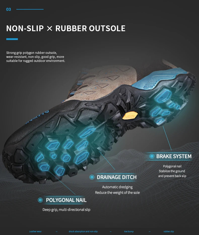 HUMTTO Nouvelles chaussures de randonnée pour homme : baskets d'extérieur imperméables pour homme et femme, en cuir, pour la marche, l'escalade, le trekking et le sport ; bottes pour homme et femme