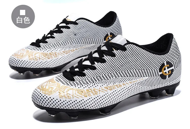 WaterMonkey Adults Men's Football Shoes Long Spike Soccer Shoes Outdoor Lawn AG Cleats Low Top Training Soccer Sneakers