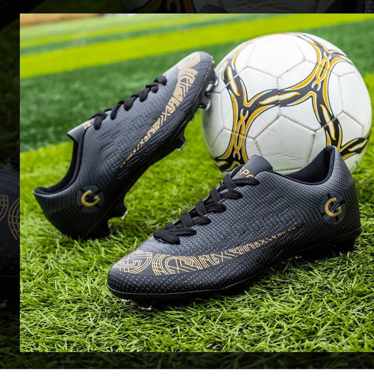 WaterMonkey Adults Men's Football Shoes Long Spike Soccer Shoes Outdoor Lawn AG Cleats Low Top Training Soccer Sneakers