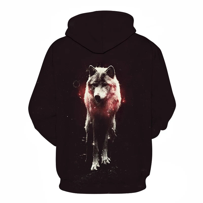 Cool Space Galaxy Wolf Hoodie – Herren-Hoodie mit leuchtendem Wolf, modischer Pullover für Frühling und Herbst