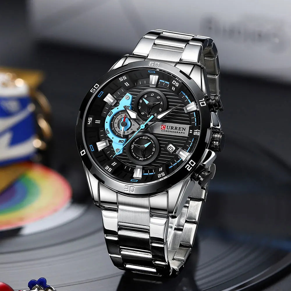 CURREN Men Watch Top Brand Luxury Sports Quartz Mens Watches Full Steel Waterproof Chronograph Wristwatch Men Relogio Masculino