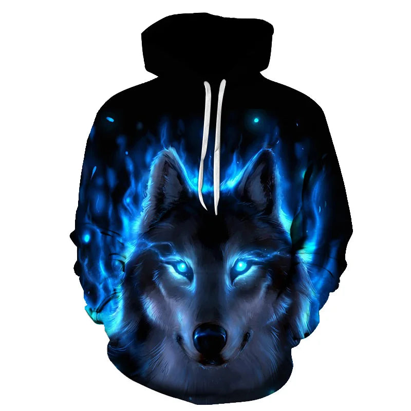 Cool Space Galaxy Wolf Hoodie – Herren-Hoodie mit leuchtendem Wolf, modischer Pullover für Frühling und Herbst