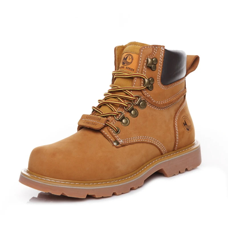 KOWM Cowhide Outdoor Men Hiking Shoes Waterproof Tactical Desert shoes Hunting Boots Snow Boots Fur Sneaker Women Trekking Shoes