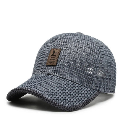 Letní unisex kšiltovka pro muže a ženy na rybaření, prodyšná síťovaná snapback čepice, černá ležérní sportovní kšiltovka