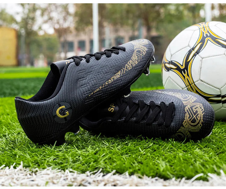 WaterMonkey Adults Men's Football Shoes Long Spike Soccer Shoes Outdoor Lawn AG Cleats Low Top Training Soccer Sneakers