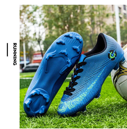 WaterMonkey Adults Men's Football Shoes Long Spike Soccer Shoes Outdoor Lawn AG Cleats Low Top Training Soccer Sneakers