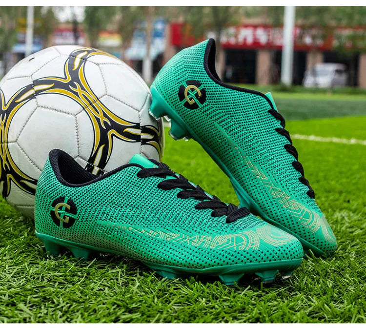 WaterMonkey Adults Men's Football Shoes Long Spike Soccer Shoes Outdoor Lawn AG Cleats Low Top Training Soccer Sneakers