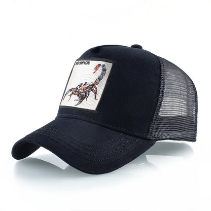 K Four Season Men's Trucker Caps With Scorpion Patch Snapback Hip Hop Baseball Cap For Women Adjustable Unisex Baseball Hats