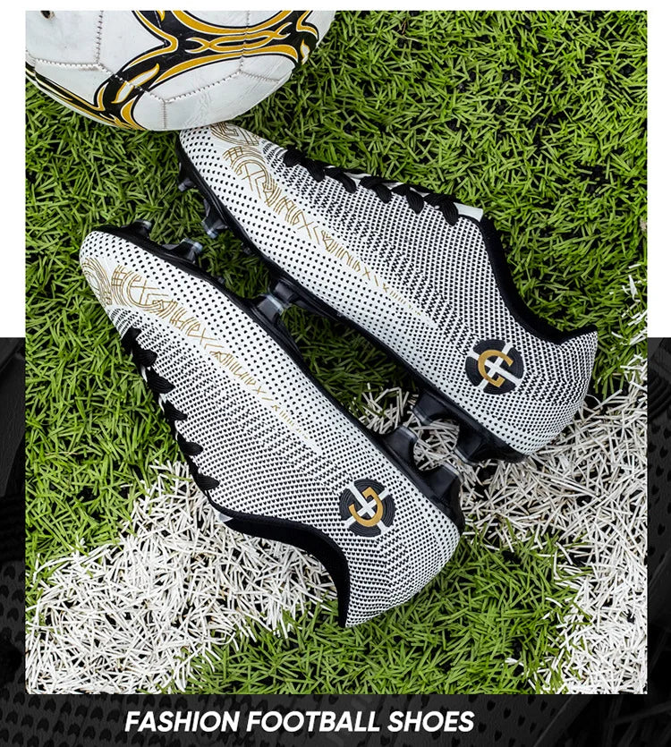 WaterMonkey Adults Men's Football Shoes Long Spike Soccer Shoes Outdoor Lawn AG Cleats Low Top Training Soccer Sneakers