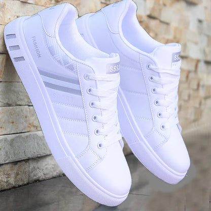 Men's Casual Sneakers Skateboarding Shoes PU Flats Shoes Students Outdoor Sneakers Street Shoes Lace Walking Shoes Plus Size 48