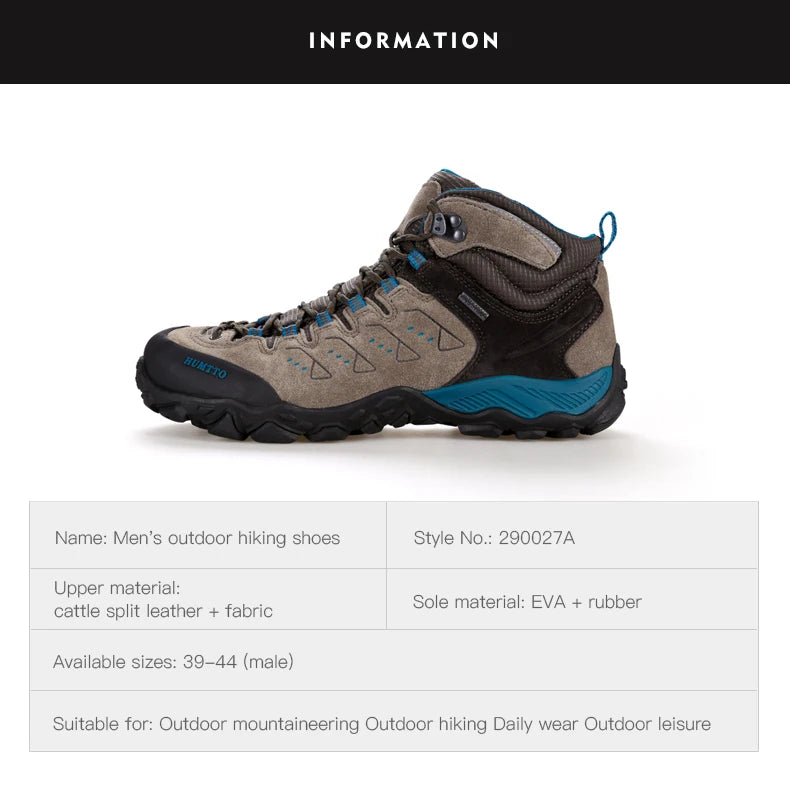 HUMTTO Nouvelles chaussures de randonnée pour homme : baskets d'extérieur imperméables pour homme et femme, en cuir, pour la marche, l'escalade, le trekking et le sport ; bottes pour homme et femme
