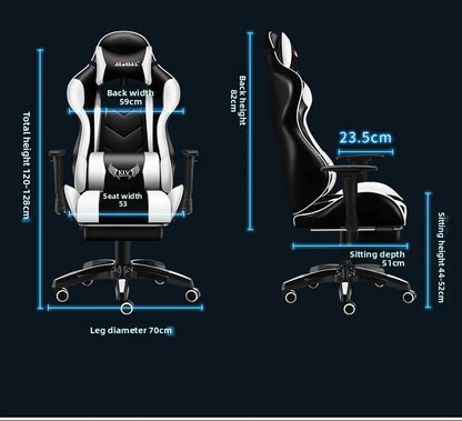 XMSJ Ergonomic Gaming Chair with Lumbar Support, High Back Leather Gaming Chair, Adjustable Armrest Reclining Office Chair for PC Gamer Desk