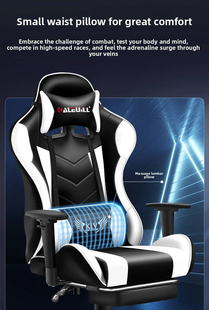 XMSJ Ergonomic Gaming Chair with Lumbar Support, High Back Leather Gaming Chair, Adjustable Armrest Reclining Office Chair for PC Gamer Desk