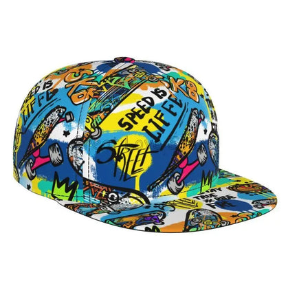 Colorful Graffiti Art Print Baseball Cap Adjustable Snapback Hat for Men Women Unisex Hip Hop Caps Flat Bill Brim Hats