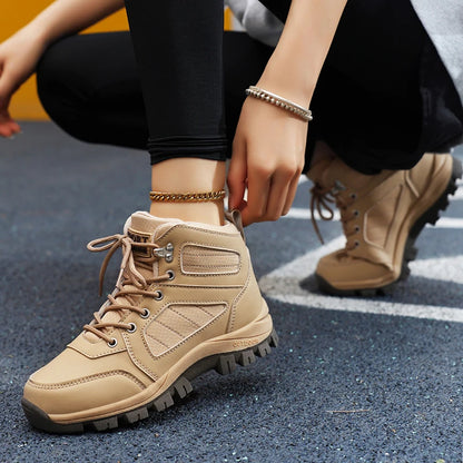 Scarpe sportive da donna bianche, casual, antiscivolo, da corsa, per escursioni all’aperto, arrampicata, impermeabili, traspiranti, con lacci, con suola rialzata