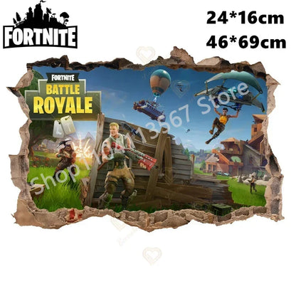 „Fortnited“ populiariausi 3D vaikų animacinių filmų lipdukai sienoms – vandeniui atsparūs namų dekoro elementai „Battle Royale“ vaikų kambariui – PVC „pasidaryk pats“ vinilo tapetai