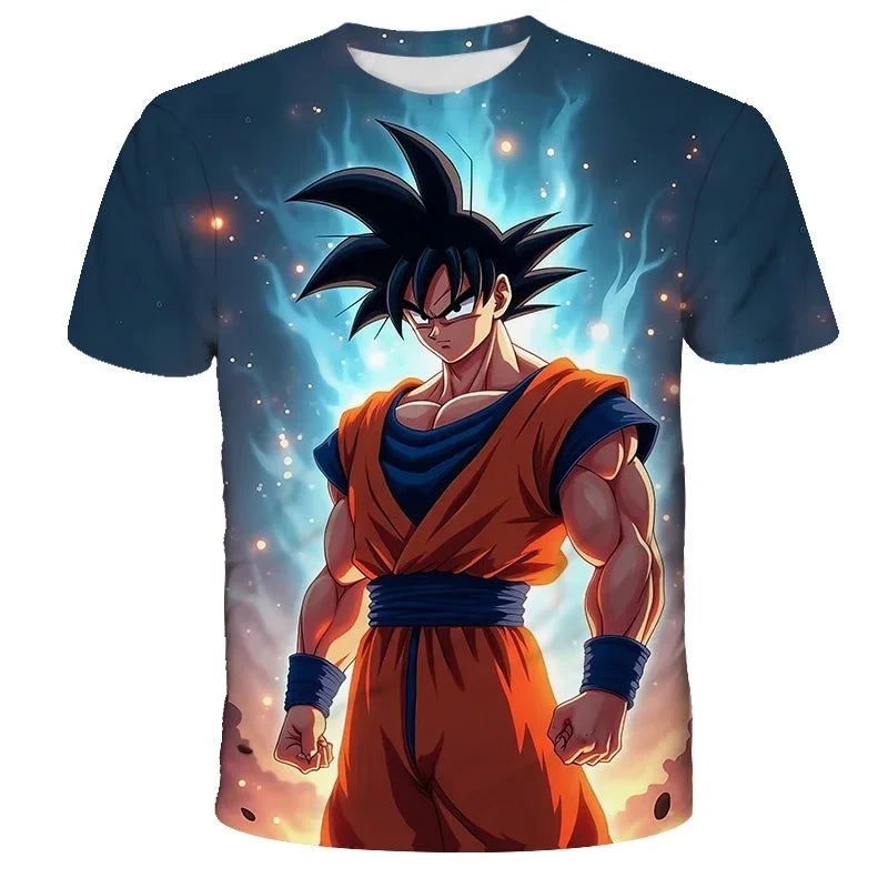 T-shirt d'été à manches courtes pour enfants avec imprimé graphique Dragon Ball Z en 3D - Best-seller - T-shirt tendance pour enfants et adultes - Goku Y2k