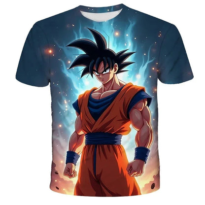 T-shirt d'été à manches courtes pour enfants avec imprimé graphique Dragon Ball Z en 3D - Best-seller - T-shirt tendance pour enfants et adultes - Goku Y2k
