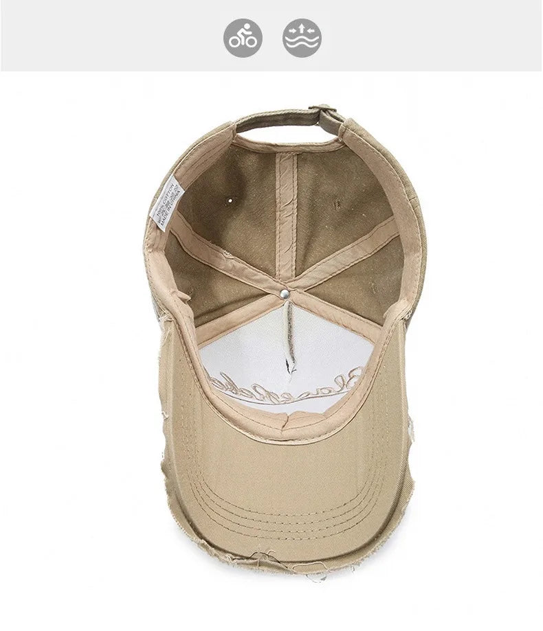 Neue coole Herren-Baseballcap aus gewaschener Baumwolle im Retro-Stil für alle Jahreszeiten – Outdoor-Sportkappe für Herren als Accessoire