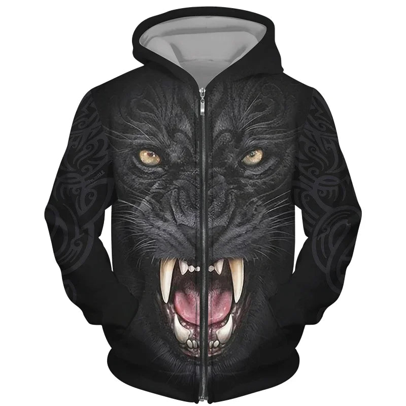 Cool 3D Wolf Printed Zipper Hoodies Fashion Men/Women Streetwear Hooded Jacket Coat Unisex Casual Hip Hop Pullover Sweatshirts