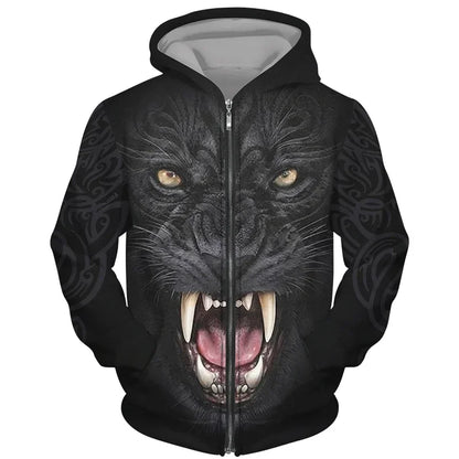 Cool 3D Wolf Printed Zipper Hoodies Fashion Men/Women Streetwear Hooded Jacket Coat Unisex Casual Hip Hop Pullover Sweatshirts