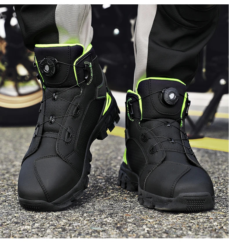 Bottes de moto professionnelles pour hommes, chaussures de course tout-terrain, équipement de moto urbaine, en cuir microfibre ultra-fin