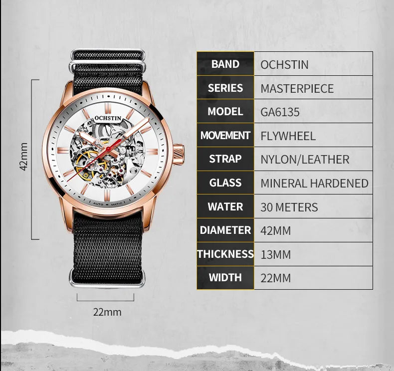 OCHSTIN Automatikuhren für Herren – Luxus, Royal, Leuchtend, Skelett, wasserdicht, mechanisch, modisch – Herrenuhren als Geschenke für Männer