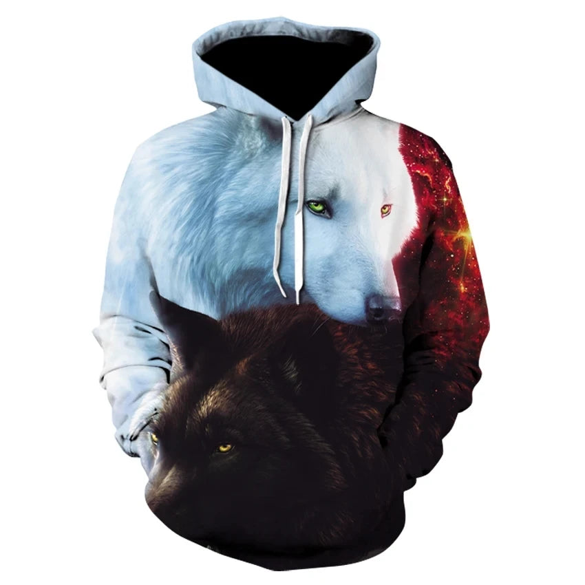Autumn and Winter New Personalized Hoodie Animal Wolf 3D Men's Hoodie Designer Men's High Quality Hoodie