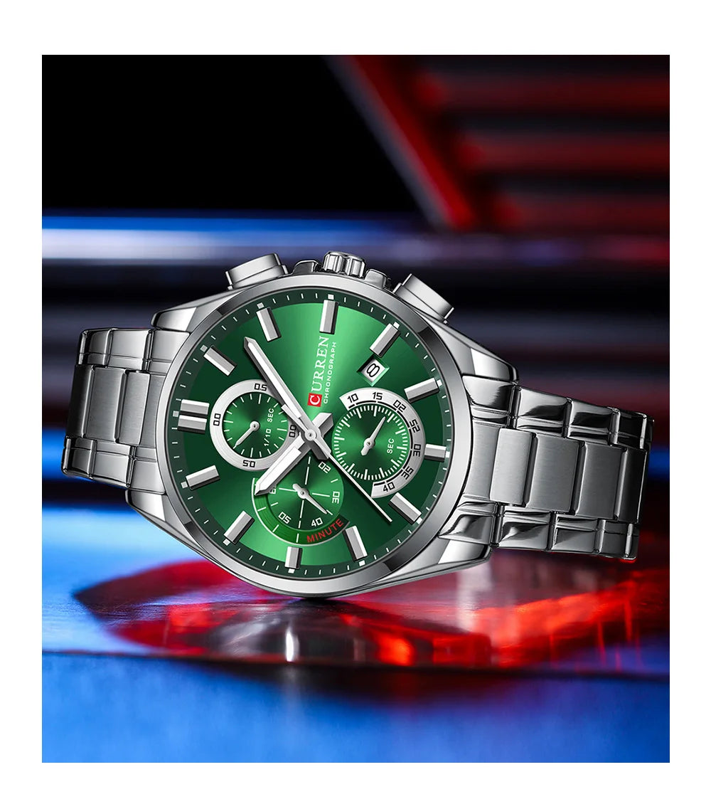 CURREN mode décontracté homme d'affaires montre de luxe bracelet en acier inoxydable montres à Quartz lumineux chronographe calendrier montre