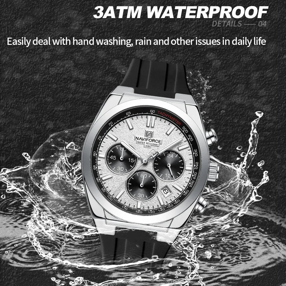 Montre-bracelet pour homme NAVIFORCE – Style luxe et sportif, mouvement à quartz, affichage 24 heures, guichet date, chronographe, étanche – Idée cadeau pour homme