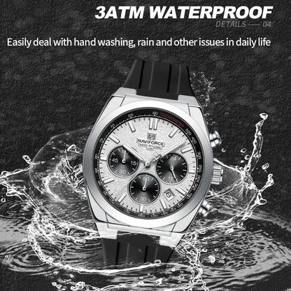 Montre-bracelet pour homme NAVIFORCE – Style luxe et sportif, mouvement à quartz, affichage 24 heures, guichet date, chronographe, étanche – Idée cadeau pour homme
