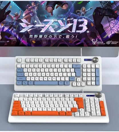 93-Key Minimalist Wired Gaming Keyboard Mixed Color Lighting With Multifunction Knob Mechanical Feeling Keyboard For PC Gamers