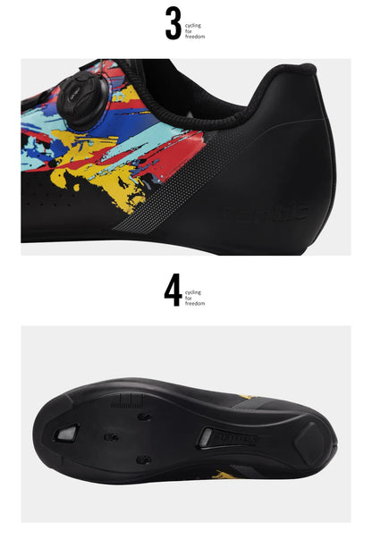 Santic herre-cykelsko med ny glasfiber-nylon-sål – Outdoor Pro landevejs-racersko med autolås til landevejscykling