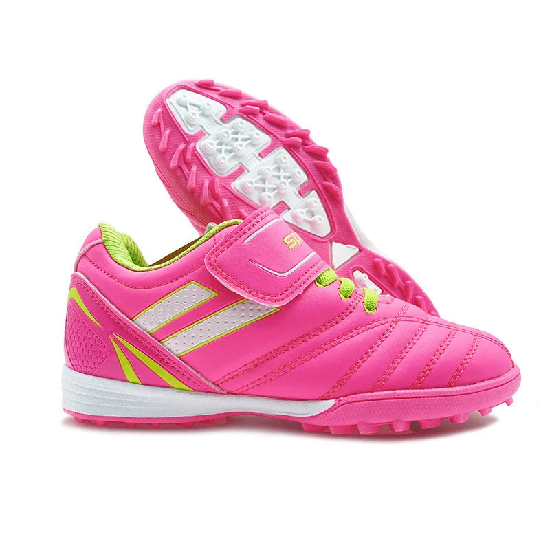 Zapatillas de fútbol para niños y niñas Tf, con cierre de velcro, sin tacos, para lacrosse, para principiantes, para críquet y para béisbol