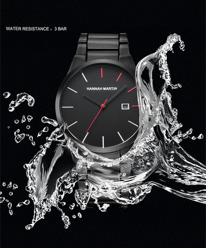 Pánské hodinky Hannah Martin, pouzdro z nerezové oceli, quartzový strojek, ciferník o průměru 41 mm, profesionální styl, s ukazatelem data (imitace)