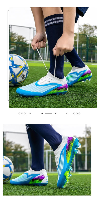 Men Football Boots Shoes FG Soccer Shoes Non-Slip Cleats Ultralight Soccer Match Long Spikes Outdoor Training Drop Shipping