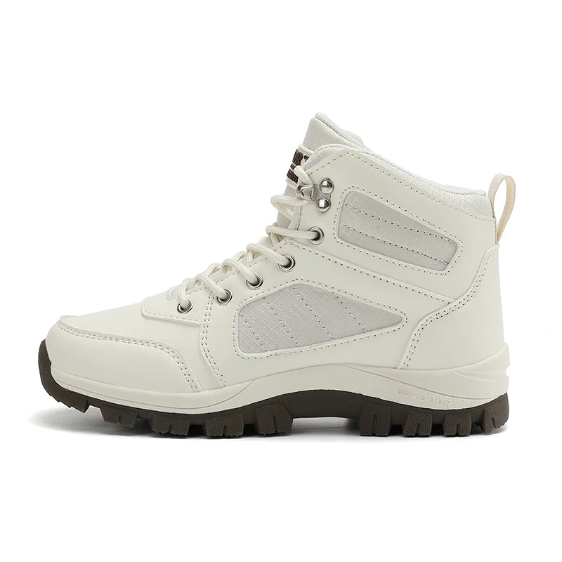 Scarpe sportive da donna bianche, casual, antiscivolo, da corsa, per escursioni all’aperto, arrampicata, impermeabili, traspiranti, con lacci, con suola rialzata