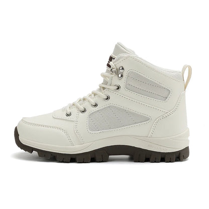 Scarpe sportive da donna bianche, casual, antiscivolo, da corsa, per escursioni all’aperto, arrampicata, impermeabili, traspiranti, con lacci, con suola rialzata