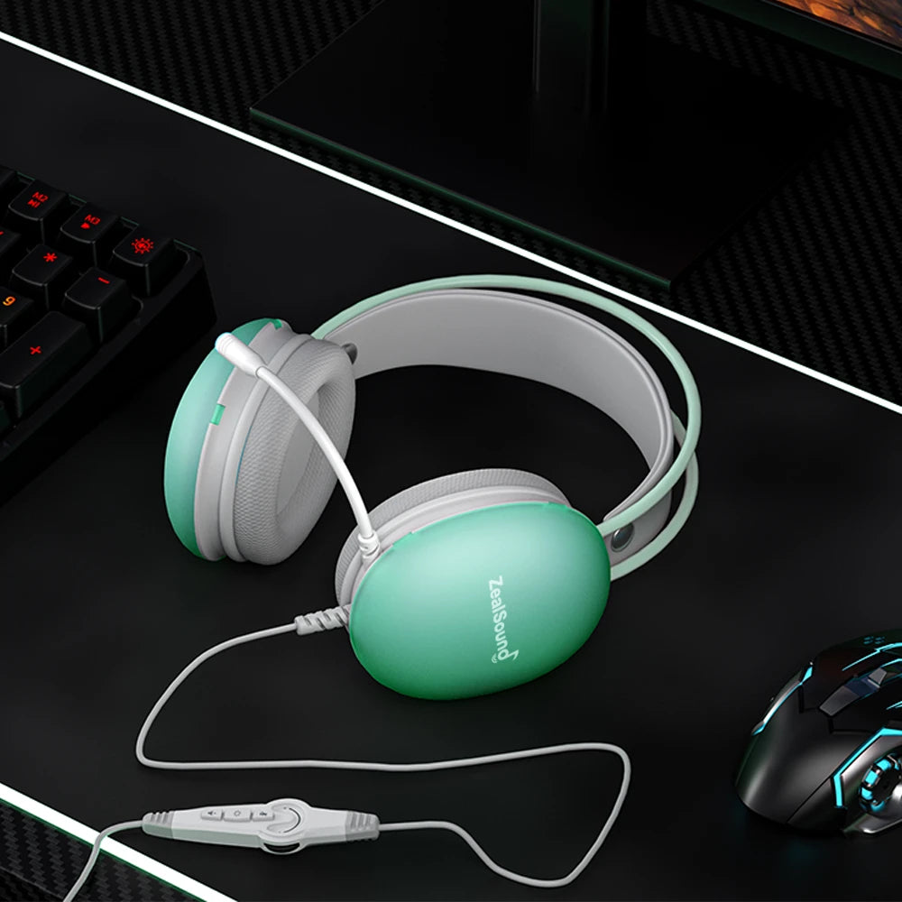 Haomuren RGB USB casque de jeu pour PC portable PS4 PS5 casque filaire avec micro basse Surround sur l'oreille pleine lumière écouteur S600