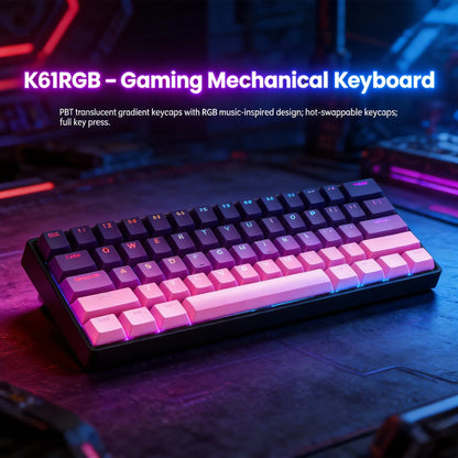 Teclado mecánico portátil con cable K61, Phantom RGB colorido, respuesta de nivel gaming, diseño ergonómico, apto para gaming y oficina